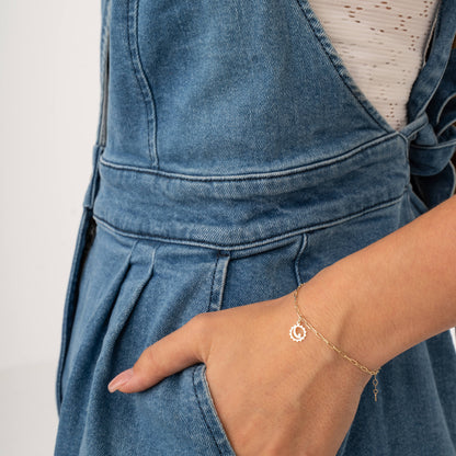 14k Gold Moon Sun Star Bracelet
