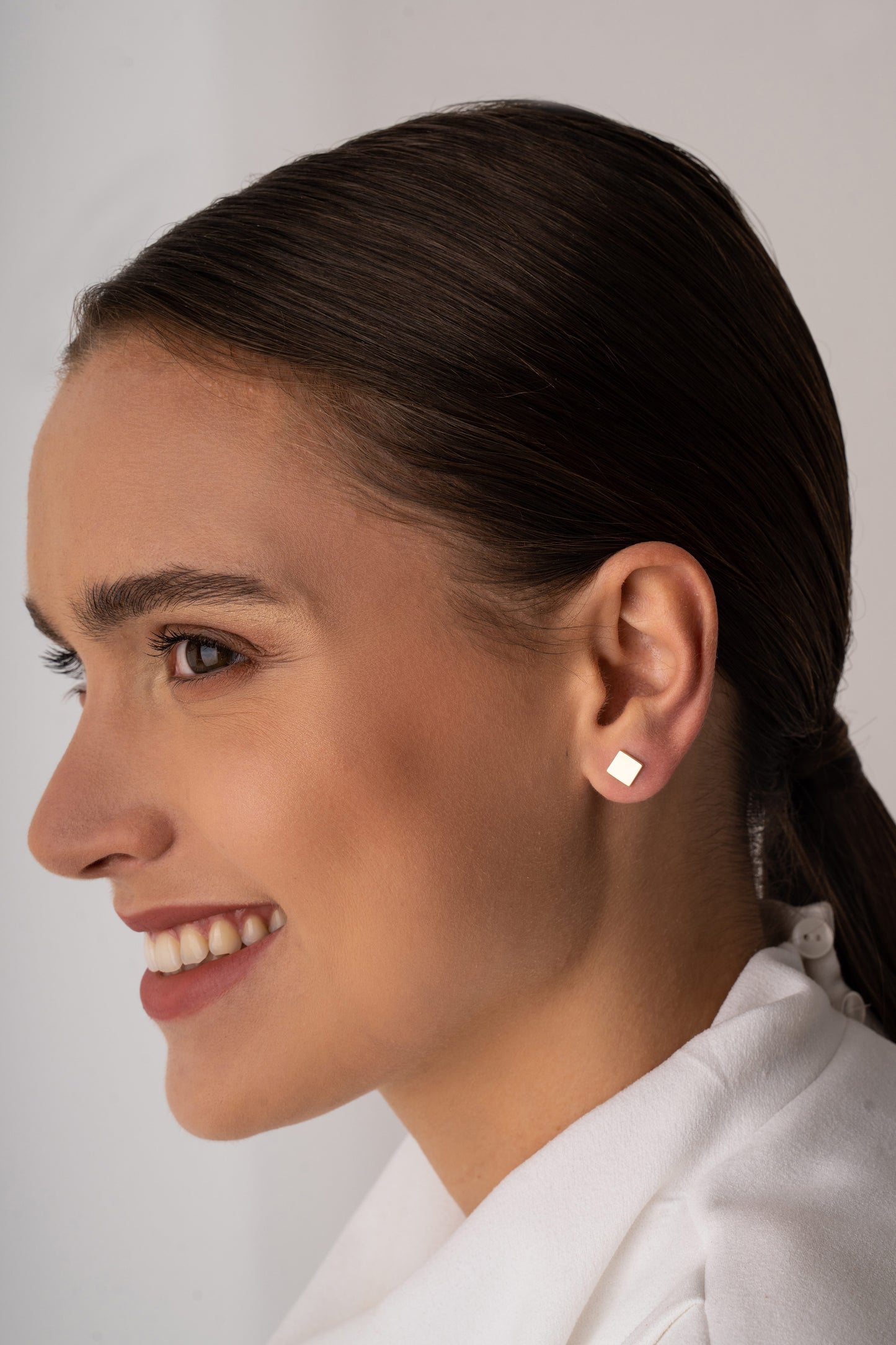 14k Gold Square Stud Earrings