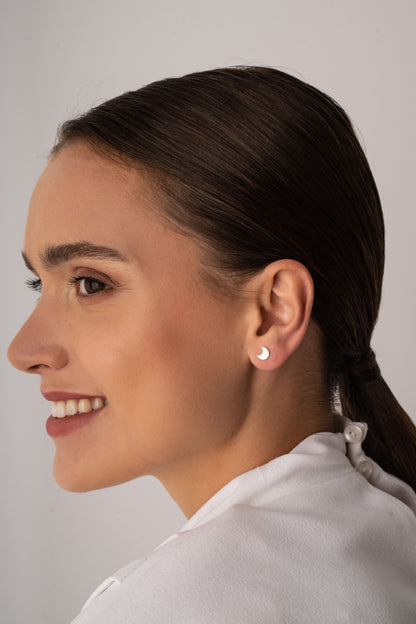14k Gold Crescent Moon Stud Earrings