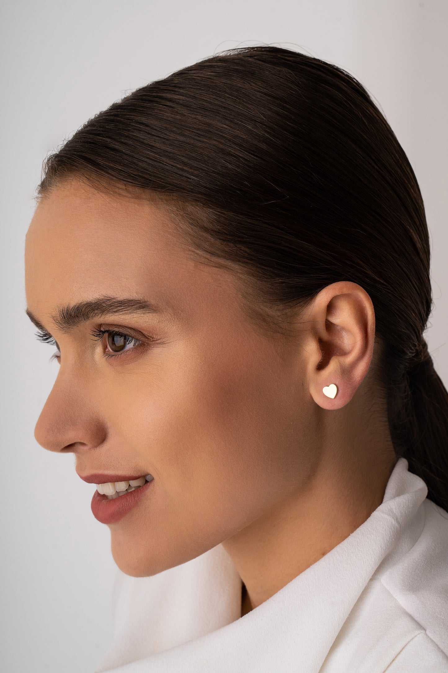 14k Gold Heart Stud Earrings