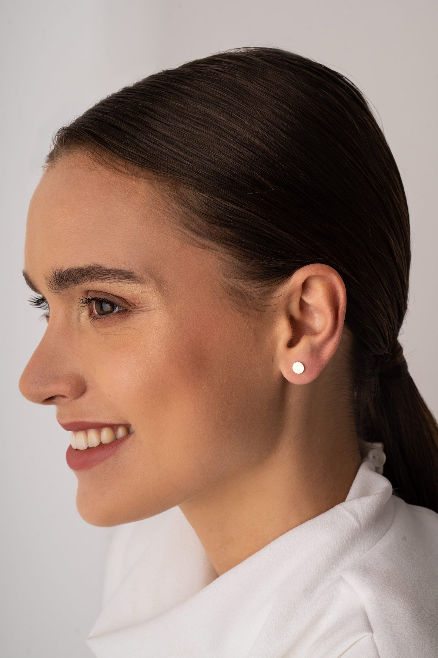 14k Gold Circle Stud Earrings
