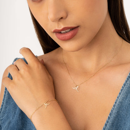 14k Gold Hummingbird Bracelet