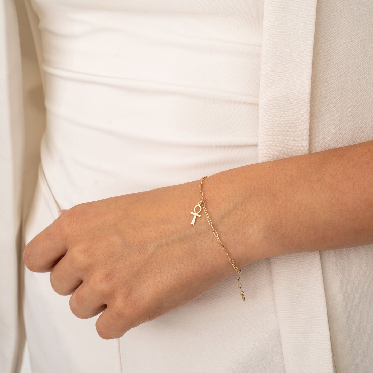 14k Gold Ankh Bracelet