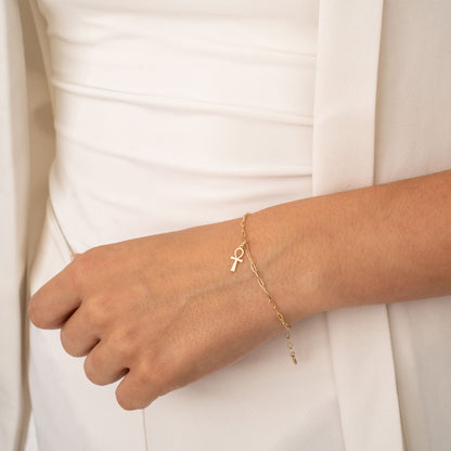 14k Gold Ankh Bracelet