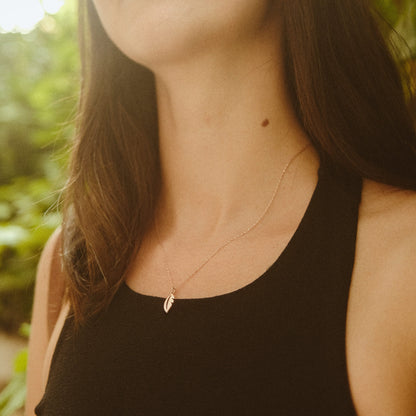 14k Gold Feather Necklace