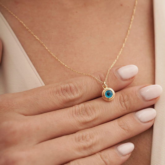 14k Gold Evil Eye Necklace