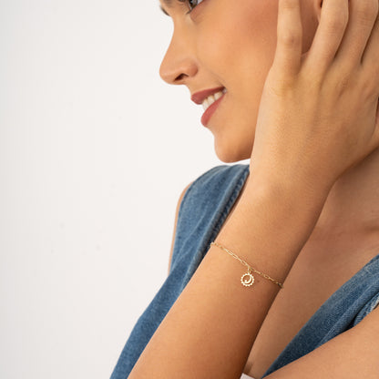 14k Gold Moon Sun Star Bracelet