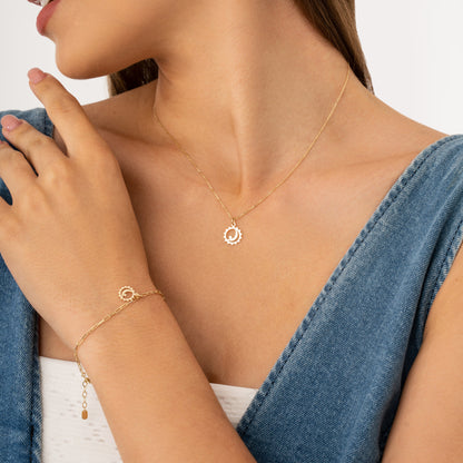 14k Gold Moon Sun Star Bracelet