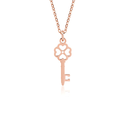14K Gold Key Necklace – Solid Gold Heart Key Pendant