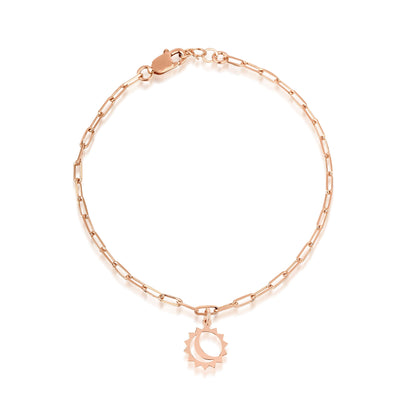 14K Gold Moon Sun Bracelet with Paperclip Chain – Celestial Harmony Jewelry