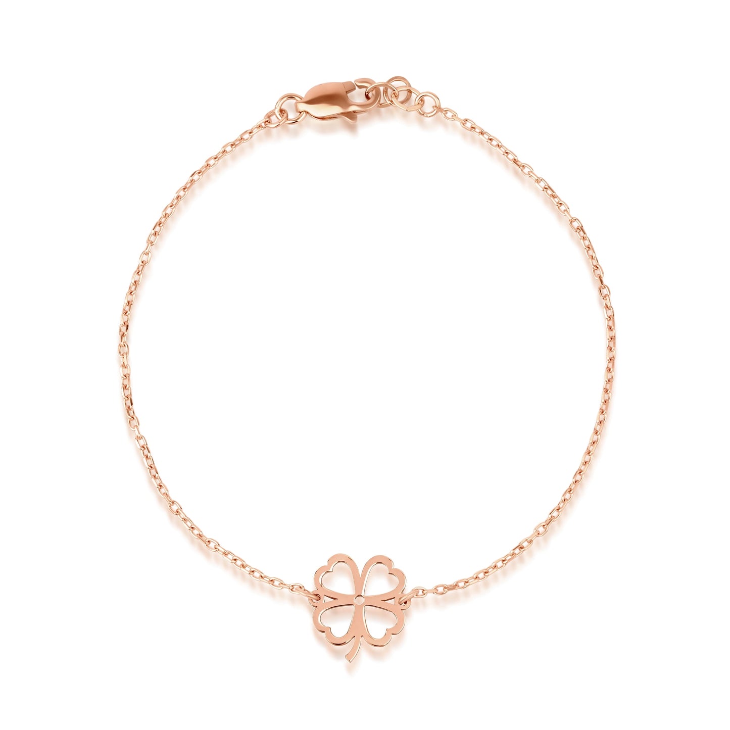 14K Gold Clover Bracelet with Heart Leaves – Lucky Charm Jewelry