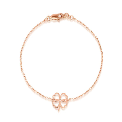 14K Gold Clover Bracelet with Heart Leaves – Lucky Charm Jewelry