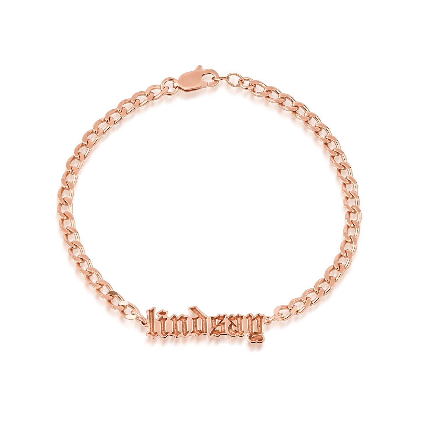 Custom Name Bracelet with Curb Chain – Gold Vermeil on Sterling Silver