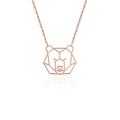 14K Gold Origami Bear Necklace – Minimalist Strength & Protection Pendant