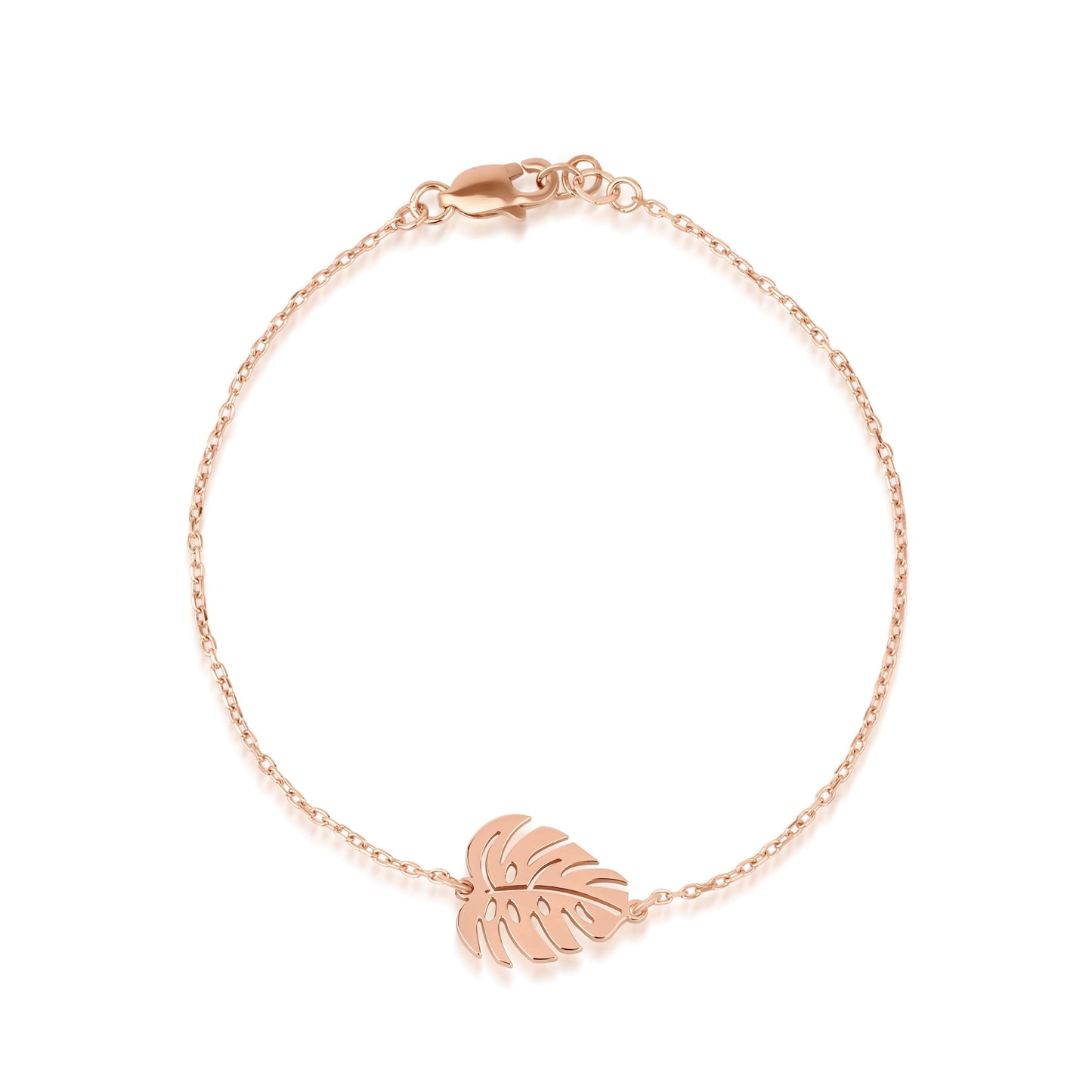 14K Gold Monstera Leaf Bracelet – Tropical Nature Charm
