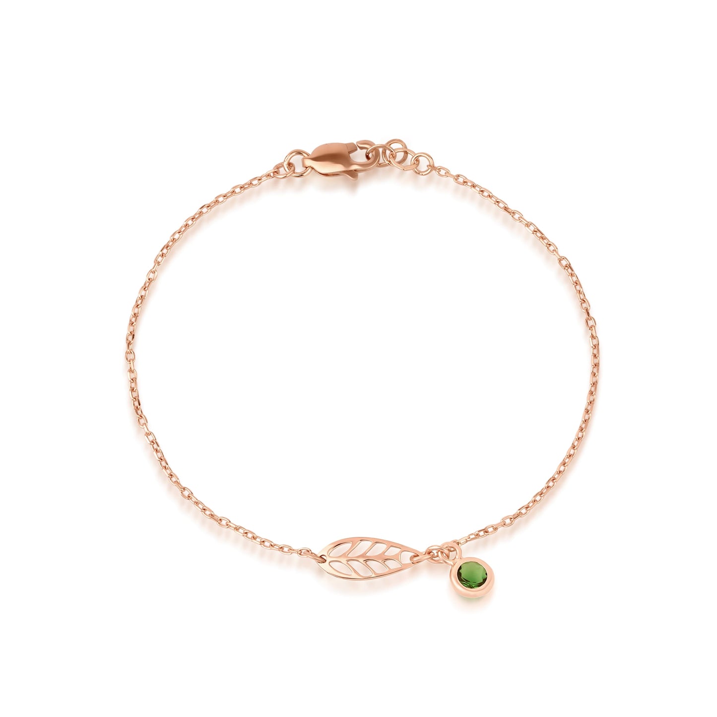 Leaf Bracelet – Gold Vermeil with Emerald Zircon Stone