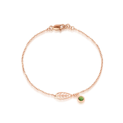 Leaf Bracelet – Gold Vermeil with Emerald Zircon Stone