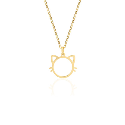 14K Gold Cat Necklace