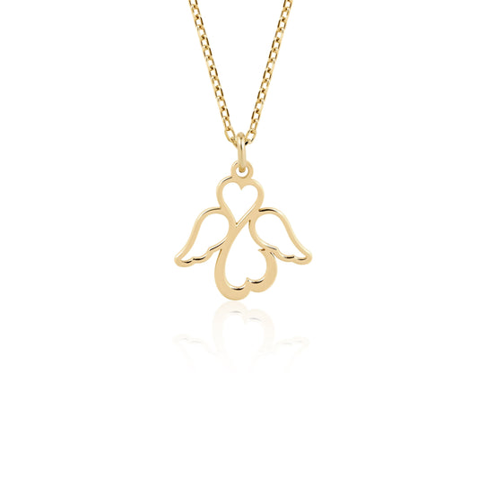 14K Gold Guardian Angel Necklace – Dainty Spiritual Protection Pendant
