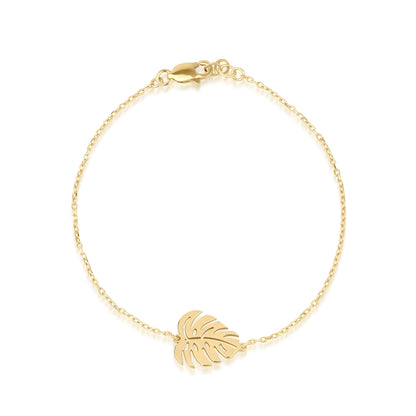 14K Gold Monstera Leaf Bracelet – Tropical Nature Charm