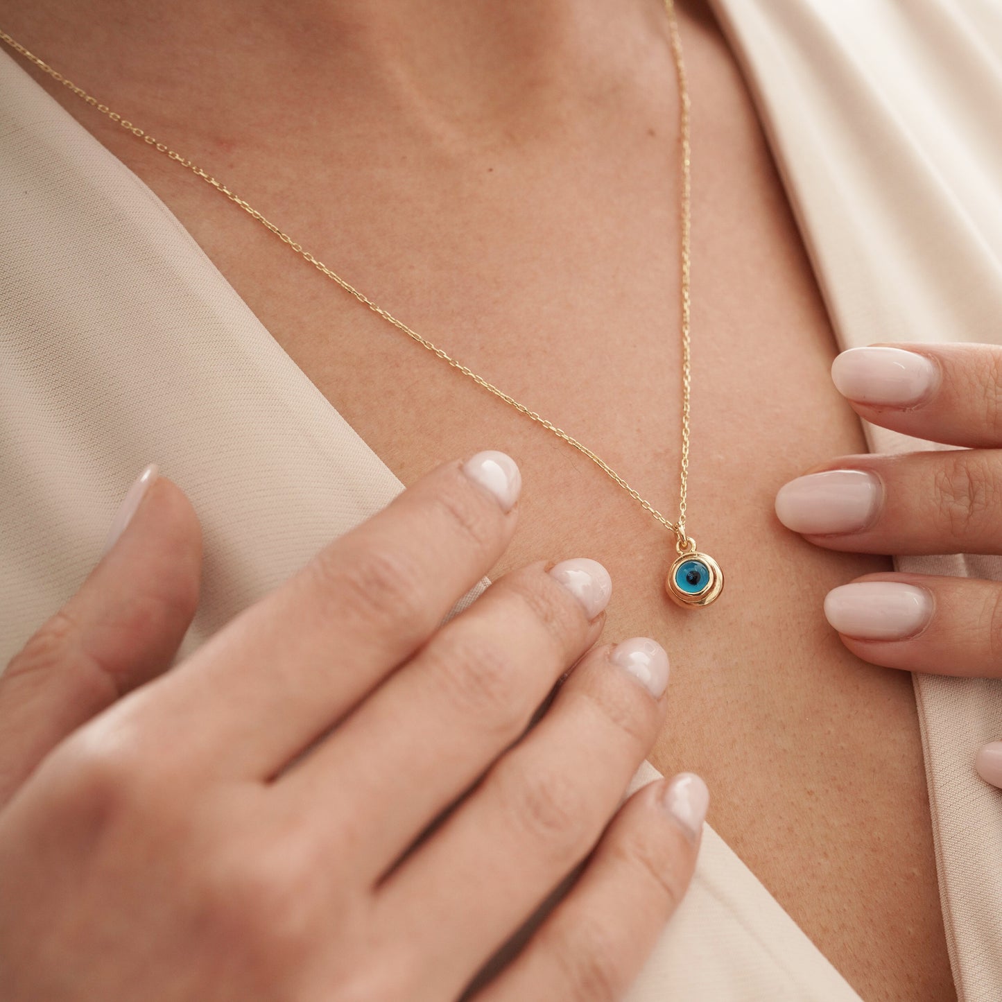 14k Gold Evil Eye Necklace