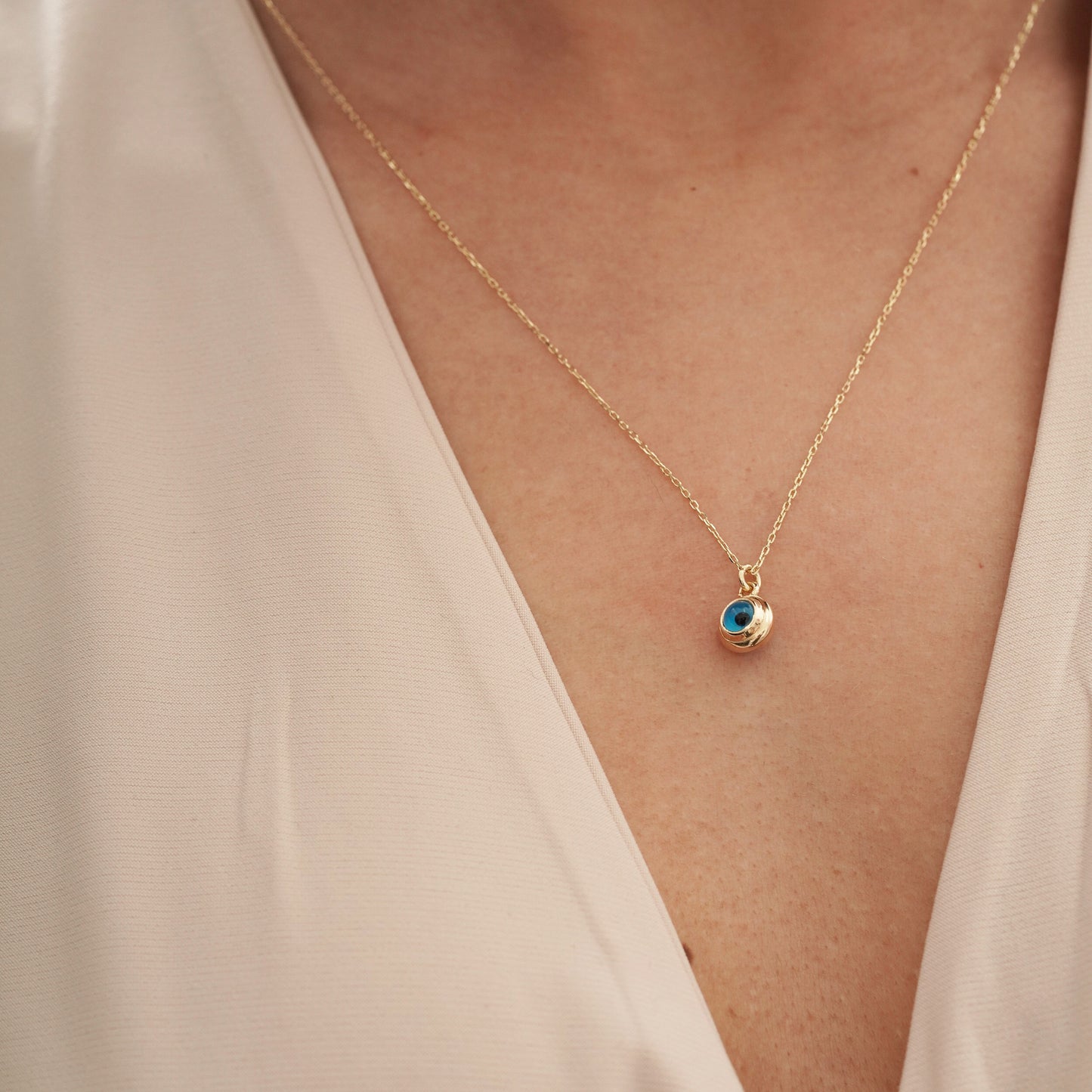 14k Gold Evil Eye Necklace