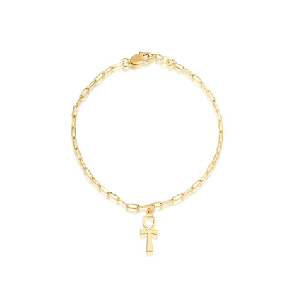 14k Gold Ankh Bracelet