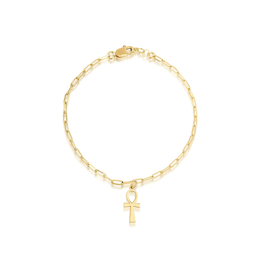 14k Gold Ankh Bracelet
