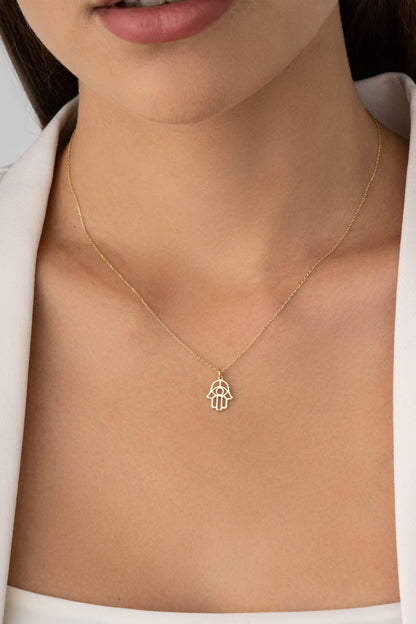 dainty Hand of Fatima gold pendant necklace