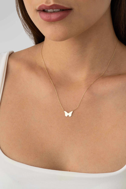 Elegant 14K gold butterfly charm necklace