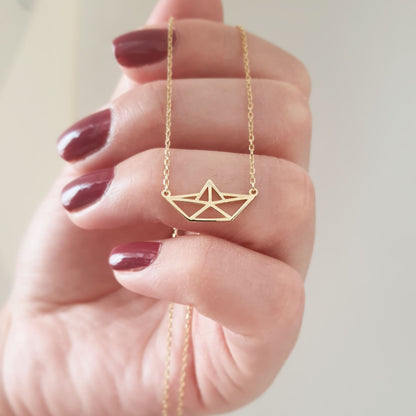 dainty solid gold nautical theme necklace