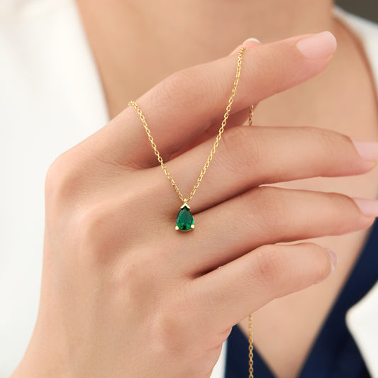 Emerald Cz Stone Necklace