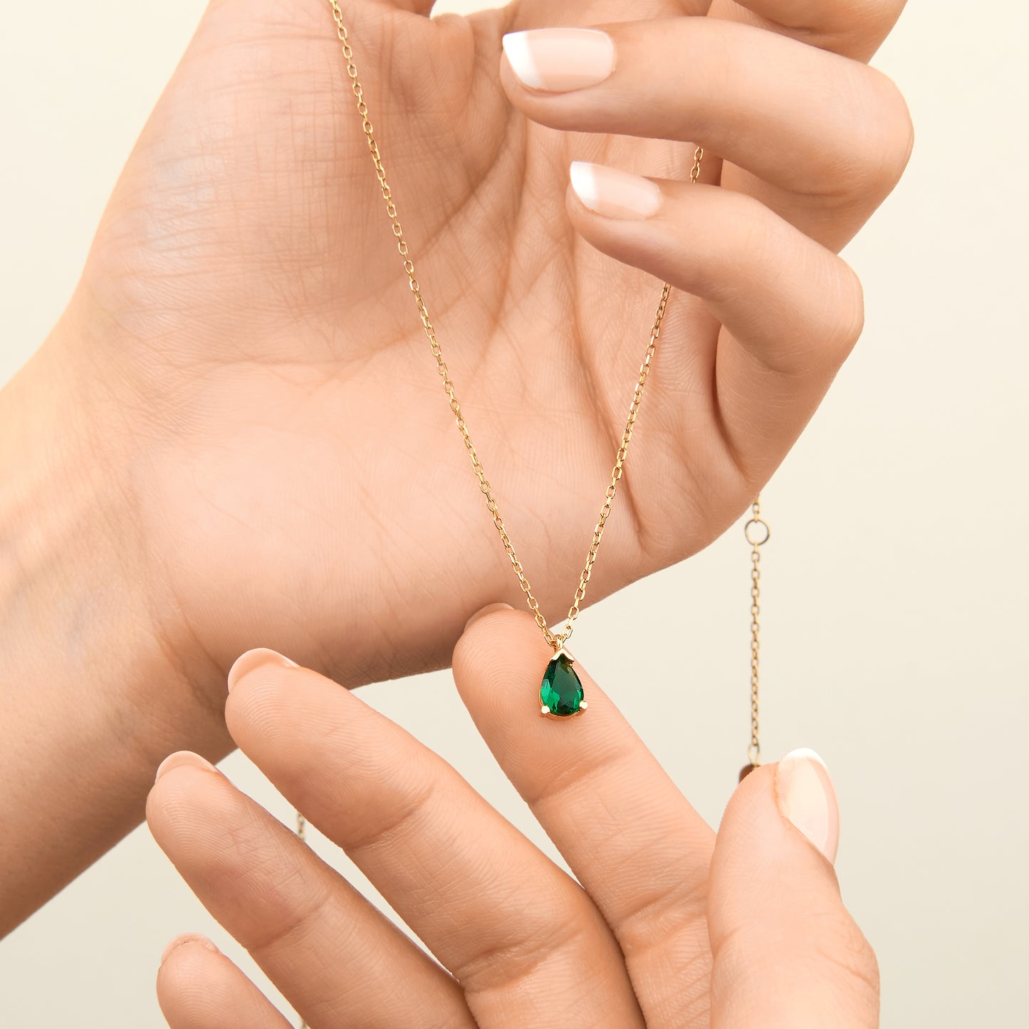 Emerald Cz Stone Necklace