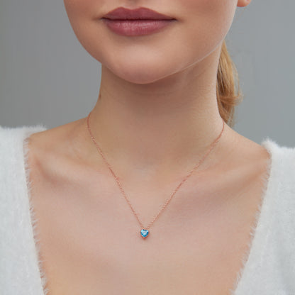 Heart Shaped Aqua Marine CZ Stone Necklace