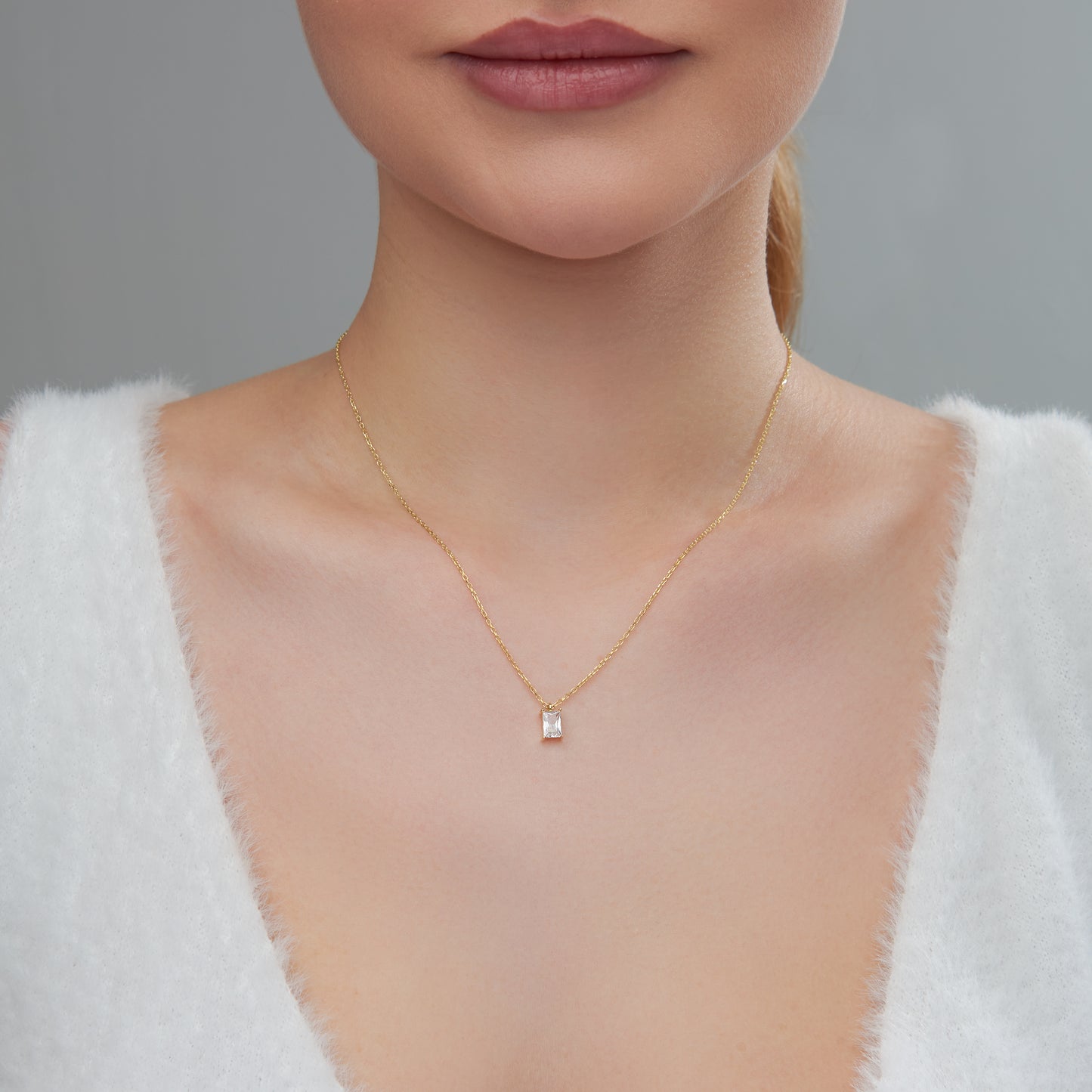 Baguette CZ Pendant Necklace
