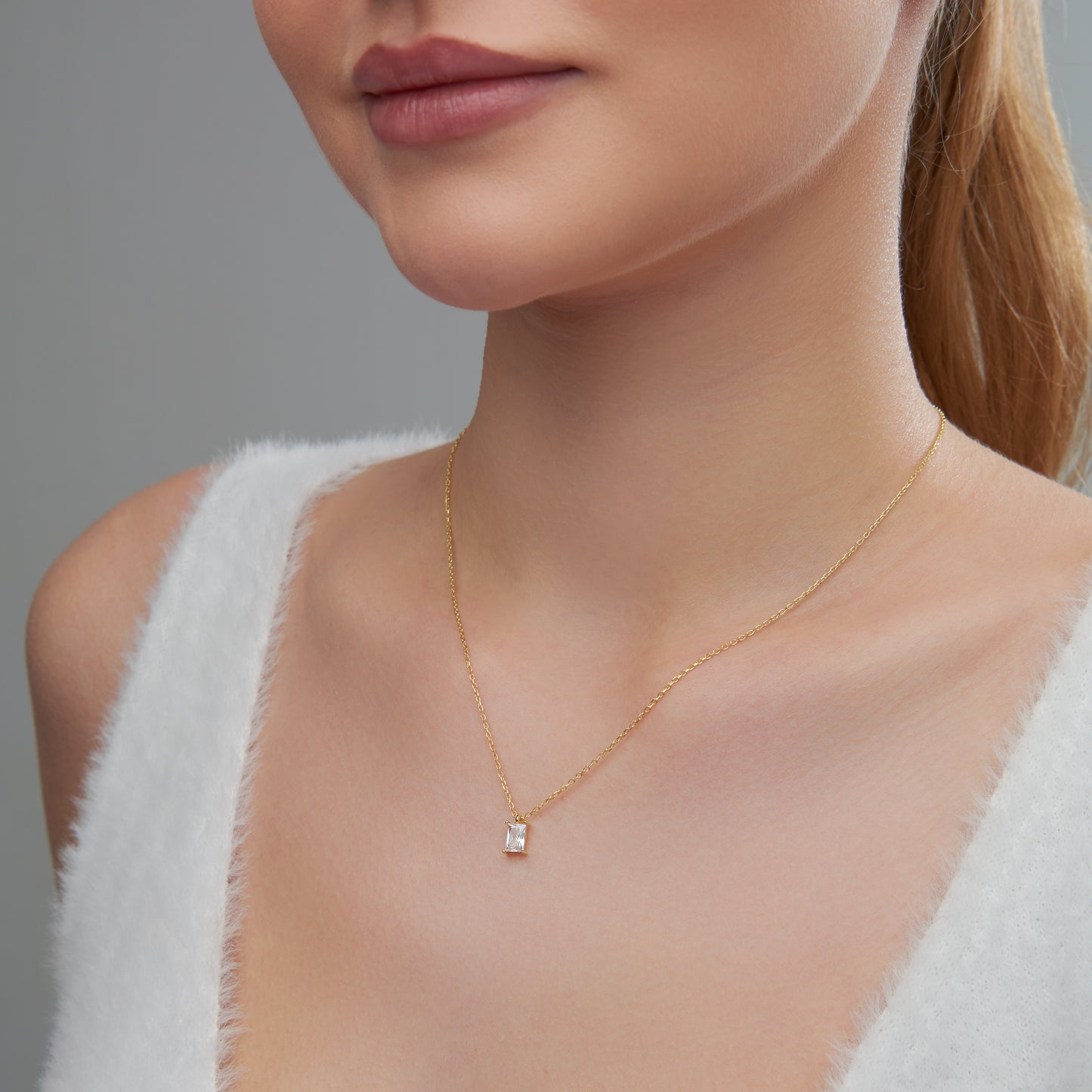 Baguette CZ Pendant Necklace