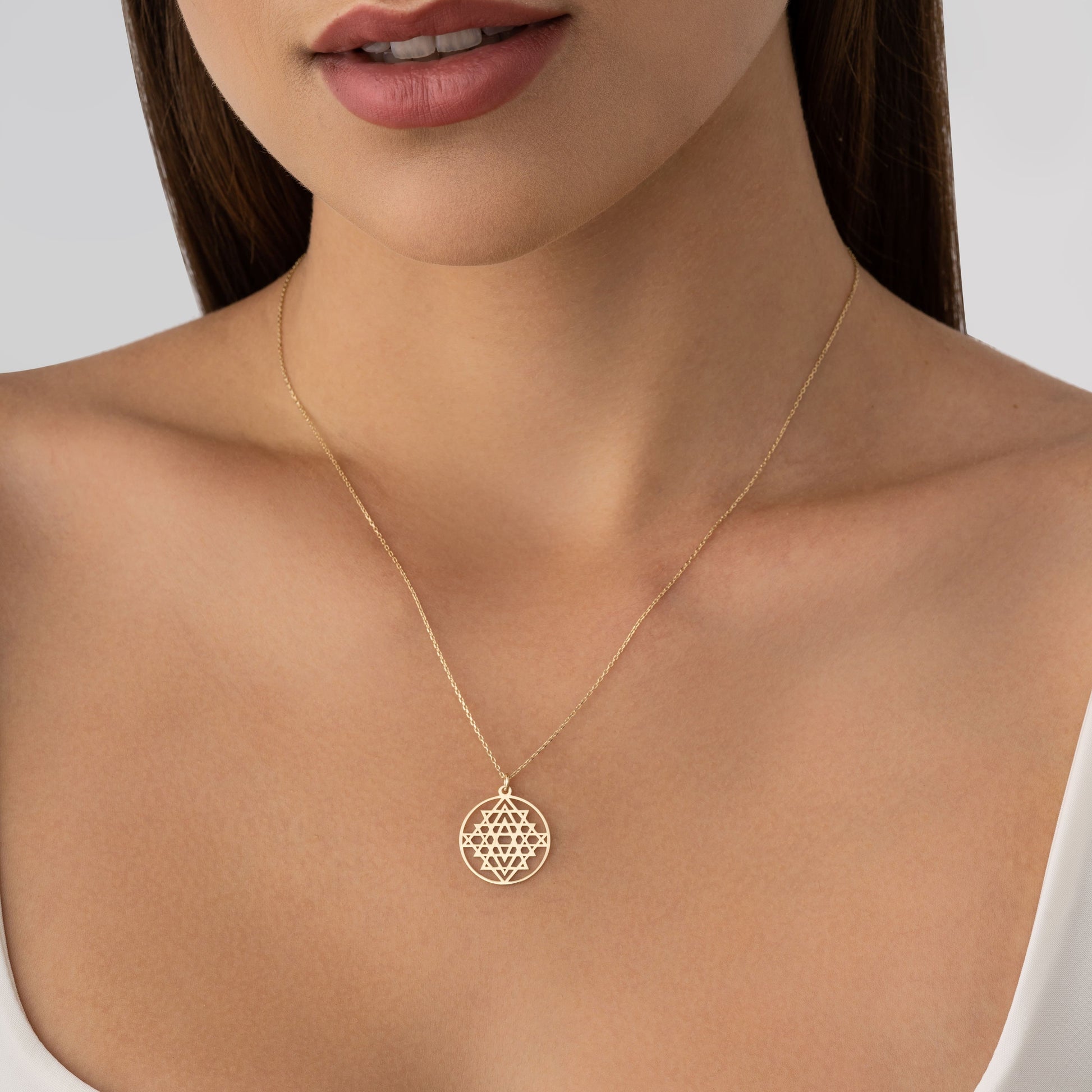 Spiritual solid gold necklace for women