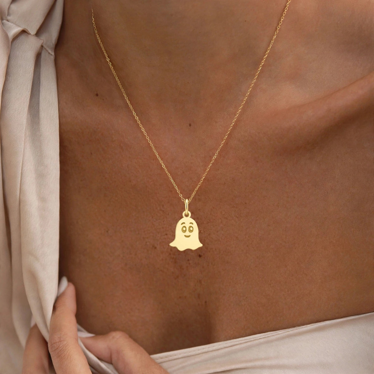 Ghost Necklace – Dainty Ghost Pendant
