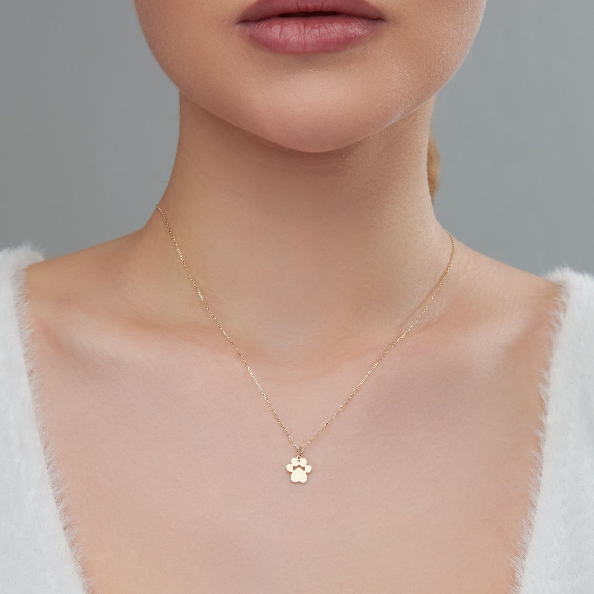 14k gold puppy cat paw print charm with initial