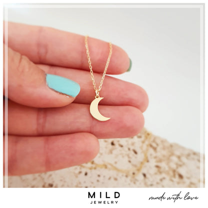 14k Gold Moon Necklace