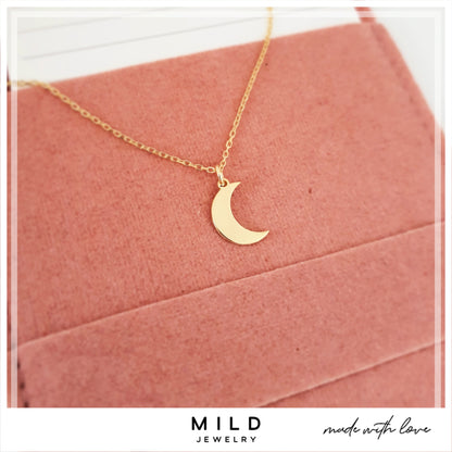 14k Gold Moon Necklace