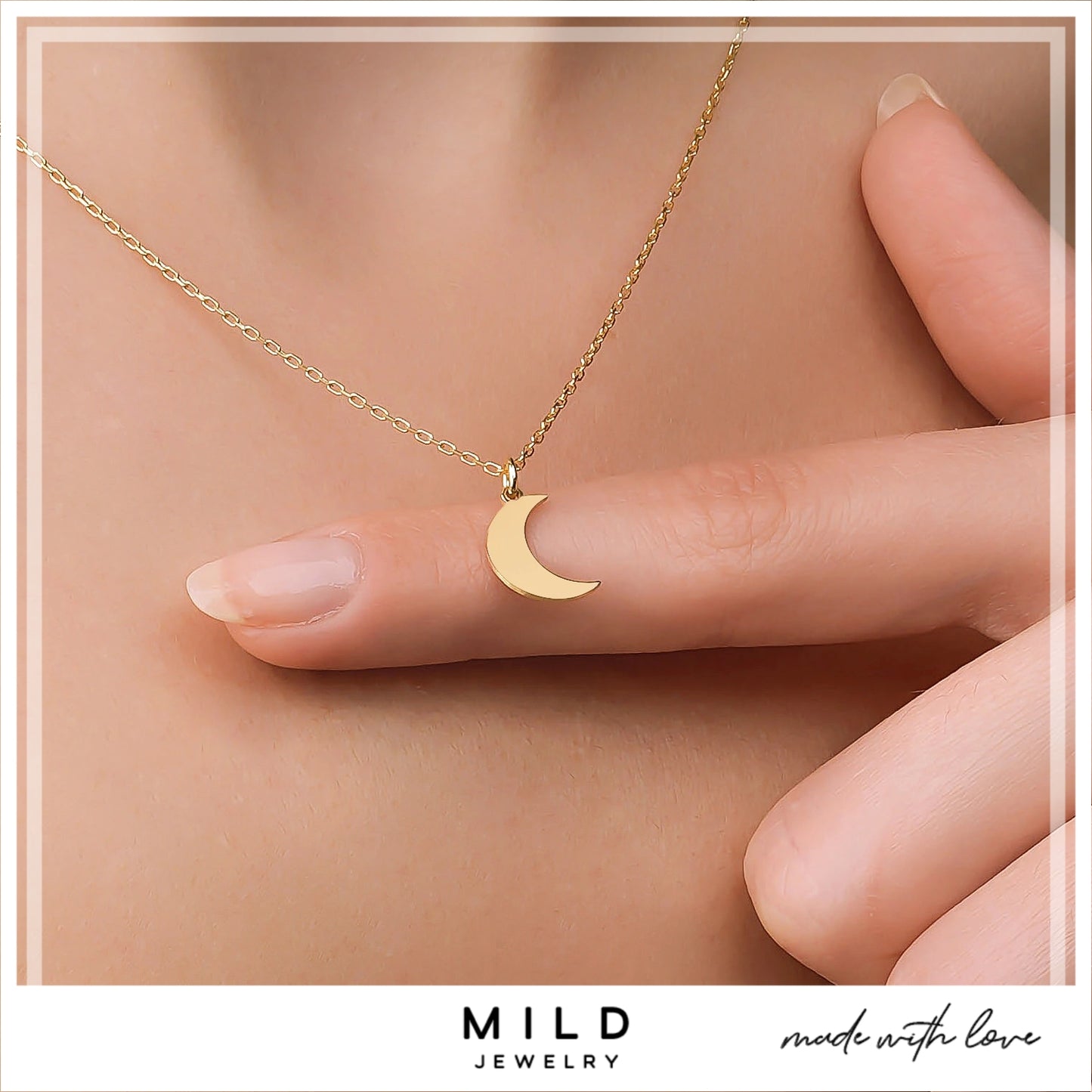 14k Gold Moon Necklace