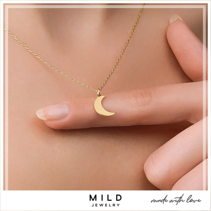 14k Gold Moon Necklace
