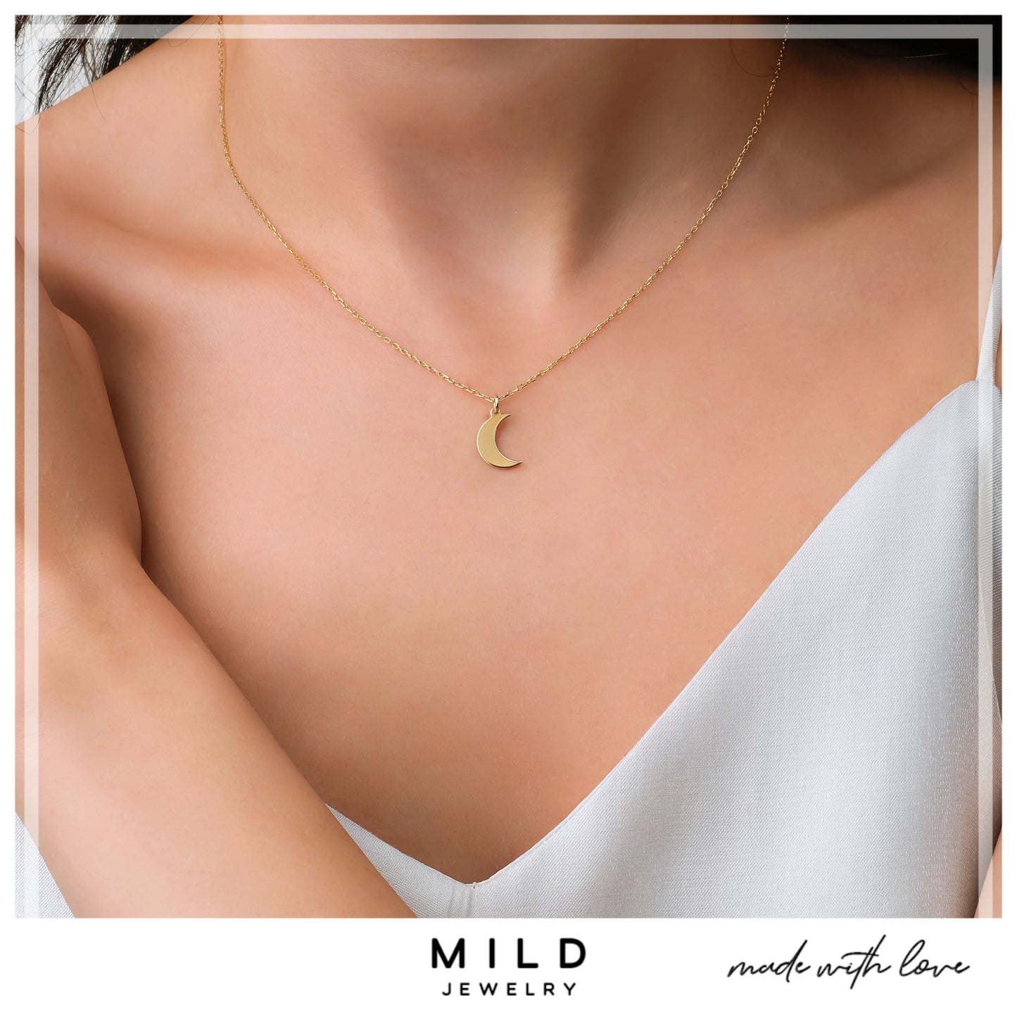 14k Gold Moon Necklace