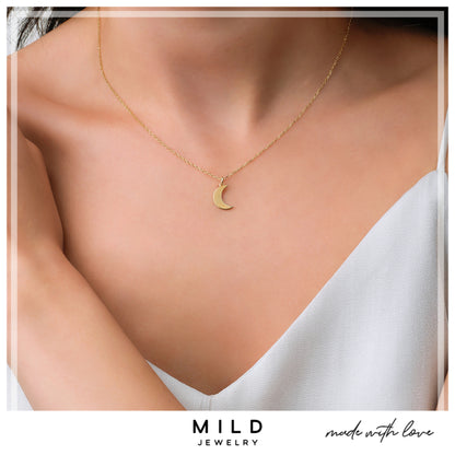 14k Gold Moon Necklace