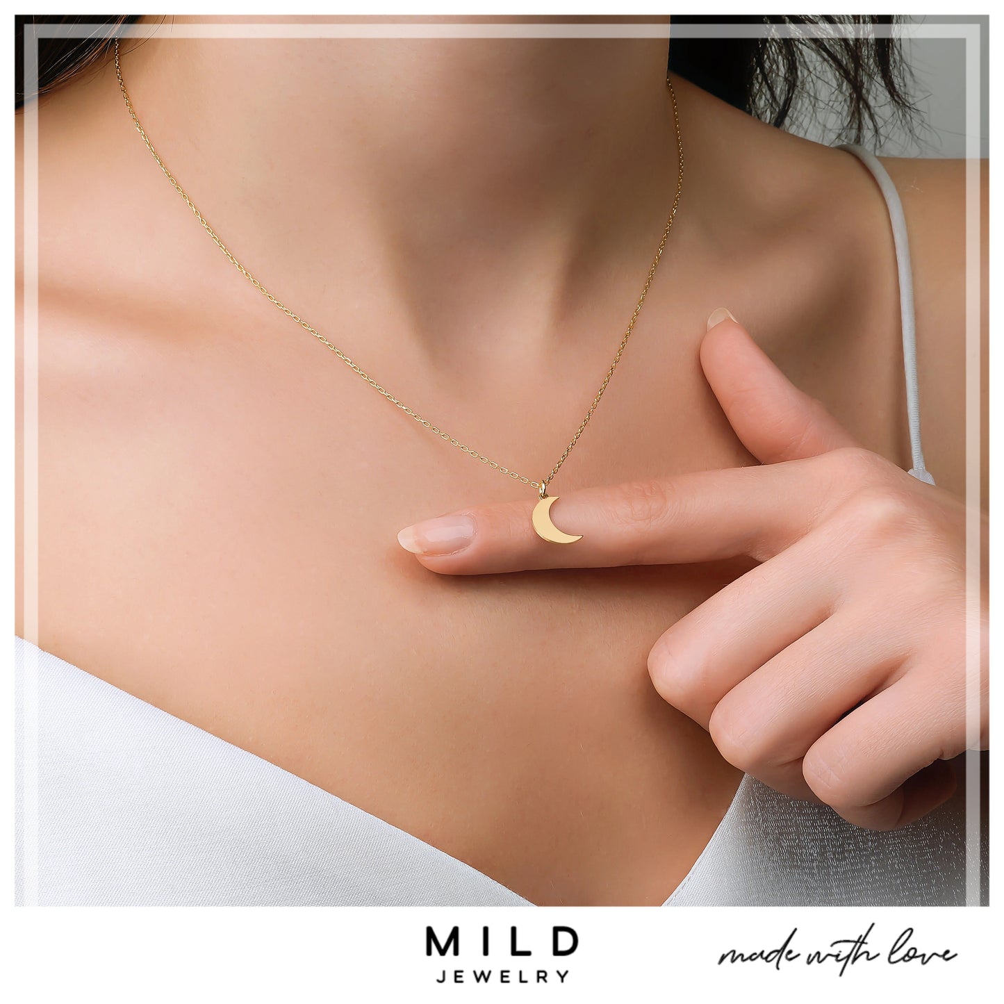 14k Gold Moon Necklace
