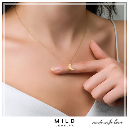 14k Gold Moon Necklace
