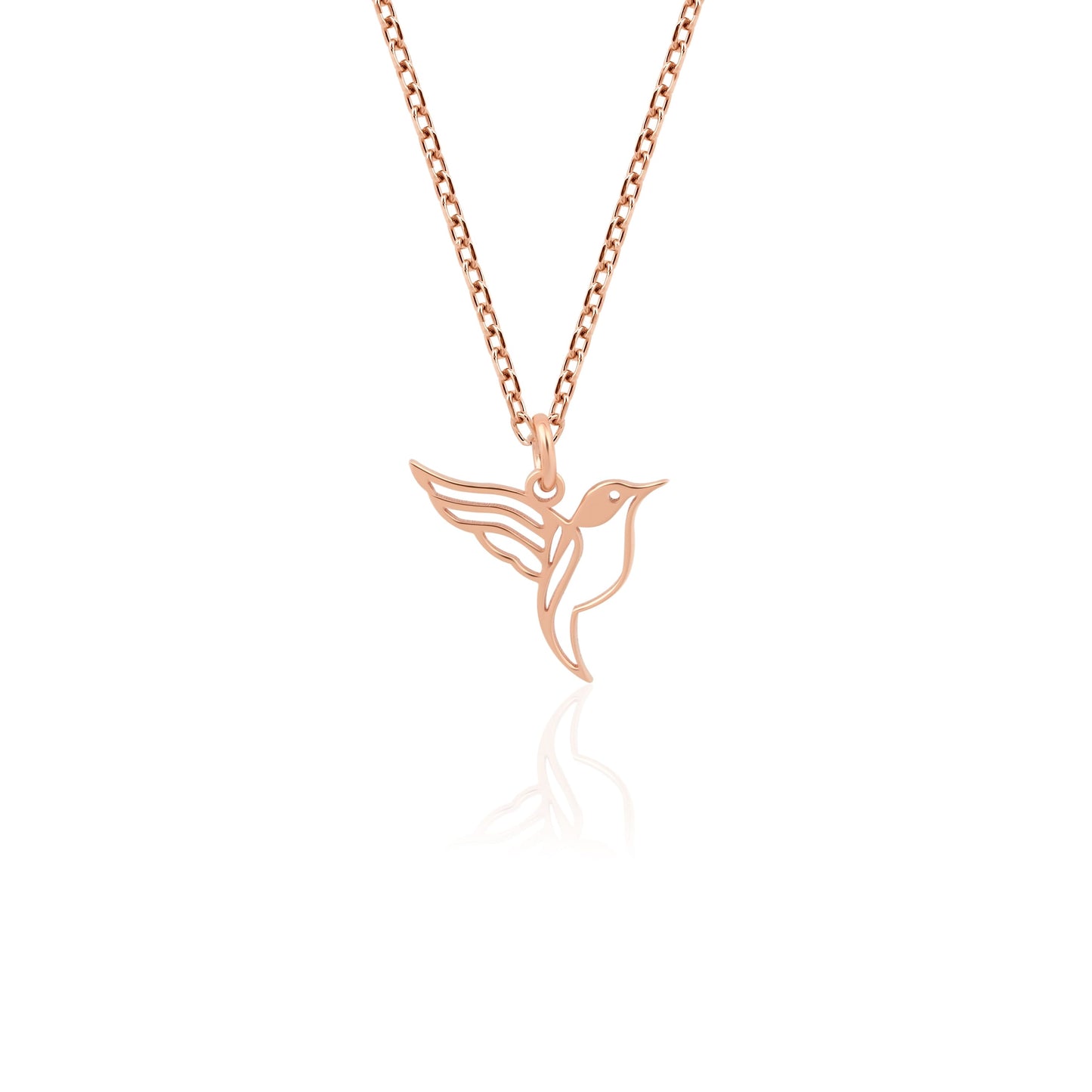 dainty hummingbird pendant rose gold
