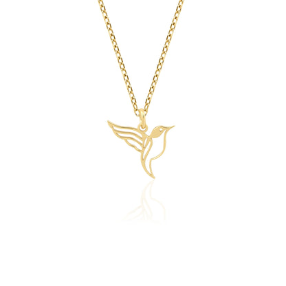 Solid gold hummingbird charm on dainty chain