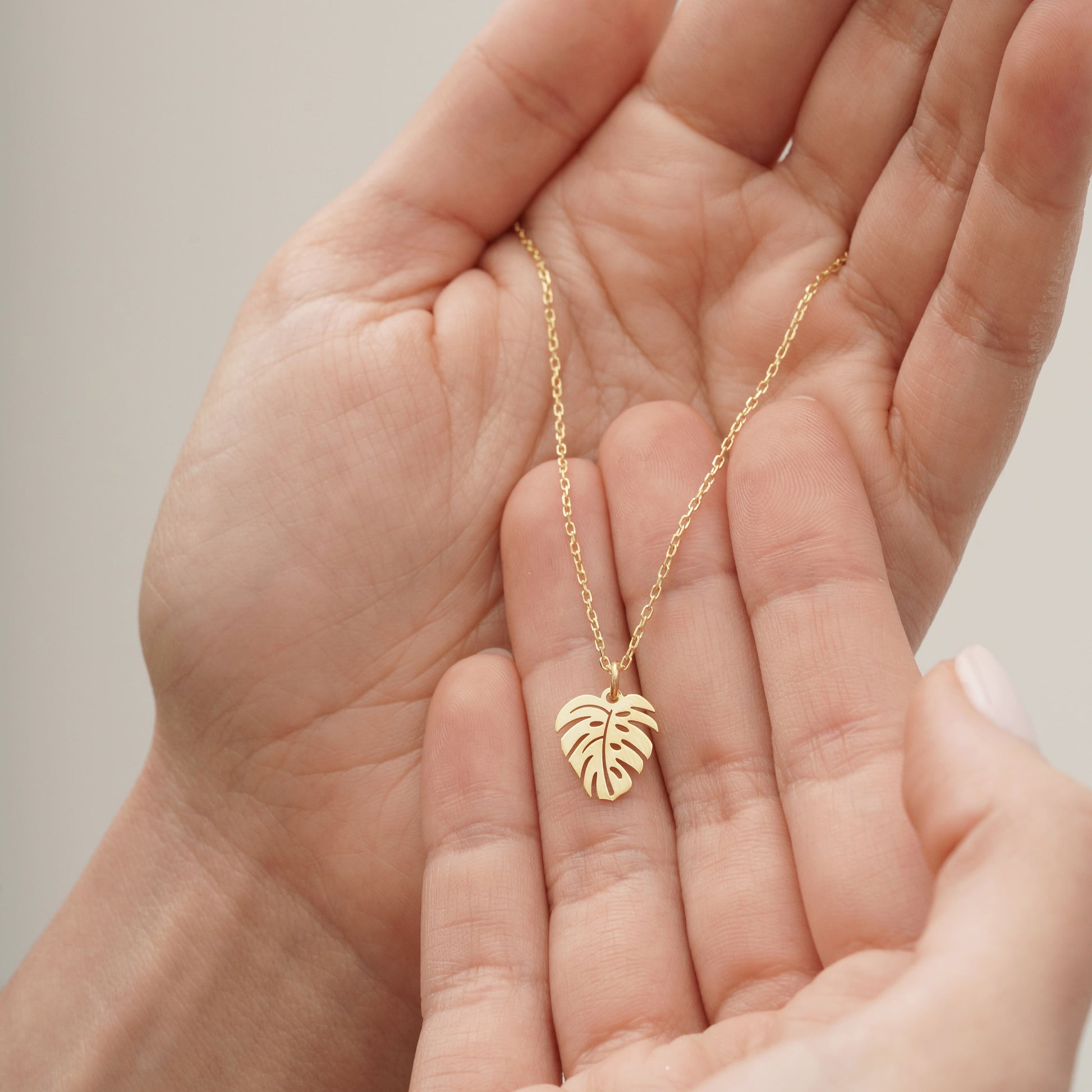 minimalist nature inspired necklace in 14k gold